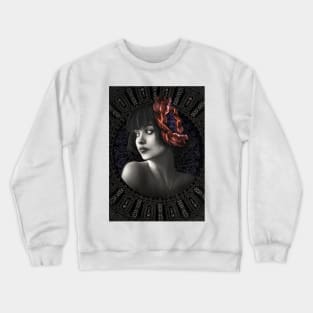 Red Poppy portrait girl digital art Crewneck Sweatshirt